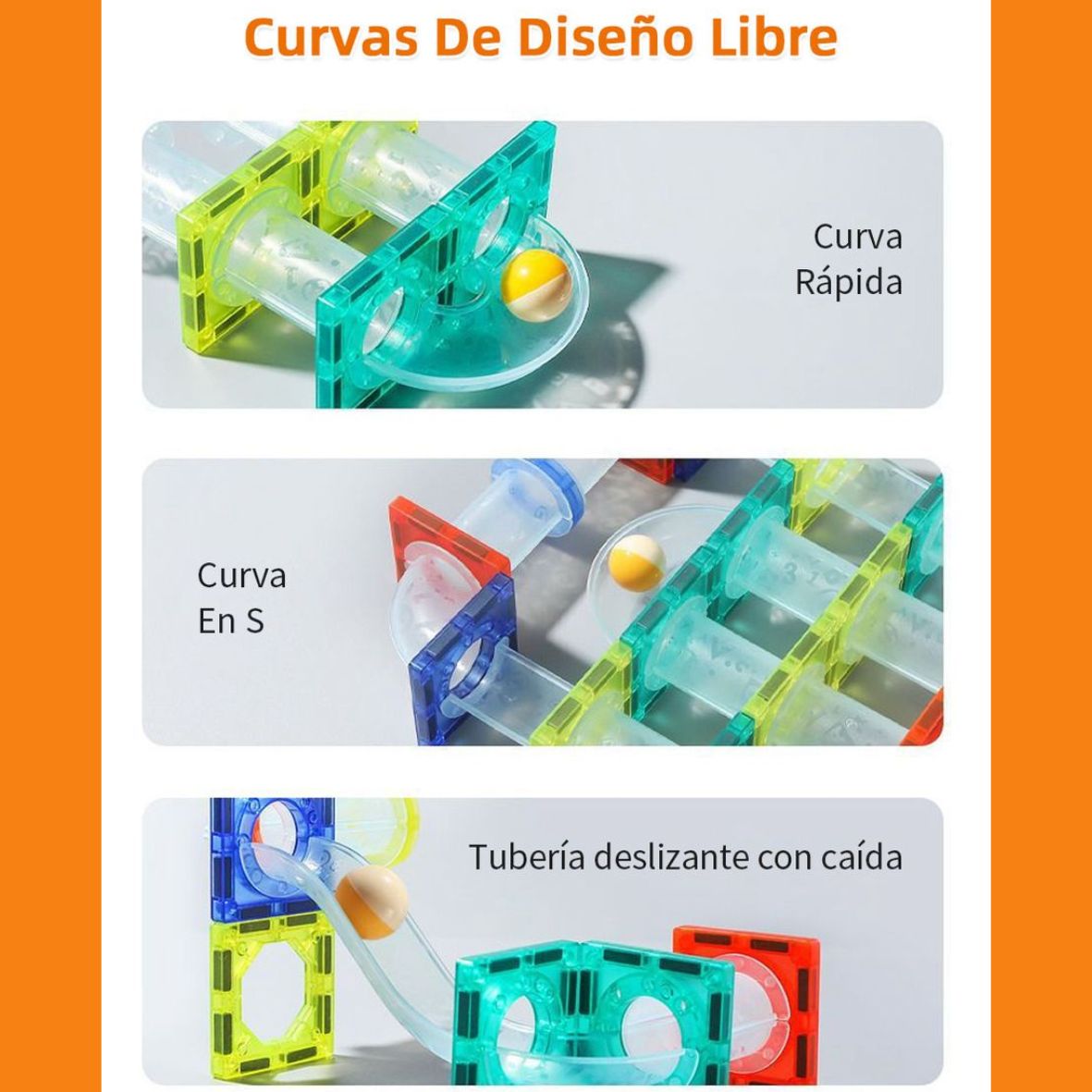 SET DE TOBOGANES + BLOQUES MAGNÉTICOS X 97 PIEZAS