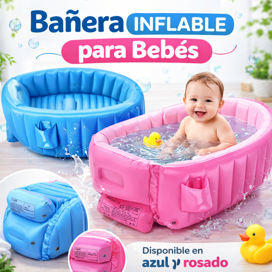 BAÑERA INFLABLE PARA BEBÉ + OBSEQUIO PORTÁTIL, SEGURA Y SUAVE